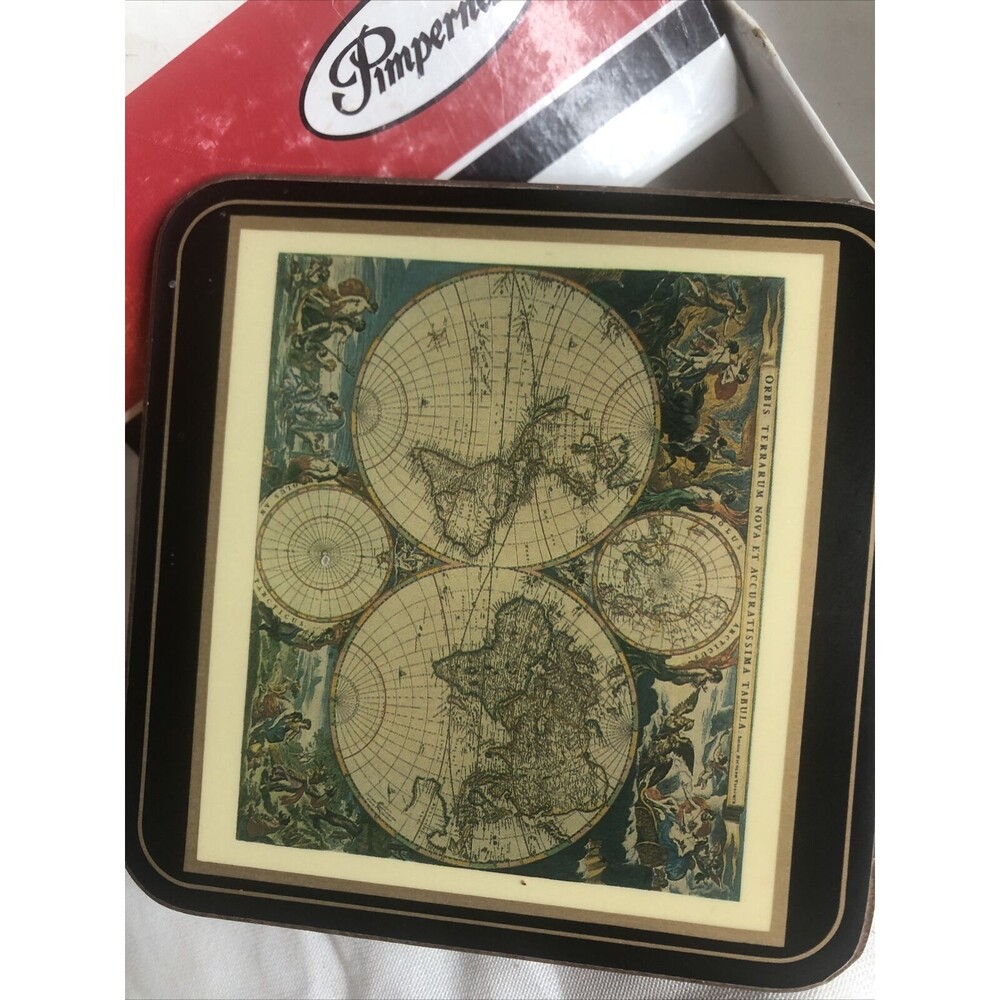 Vintage Pimpernel Antique Maps 10.5cm Square Coasters x3 Boxed - Picture 4 of 6